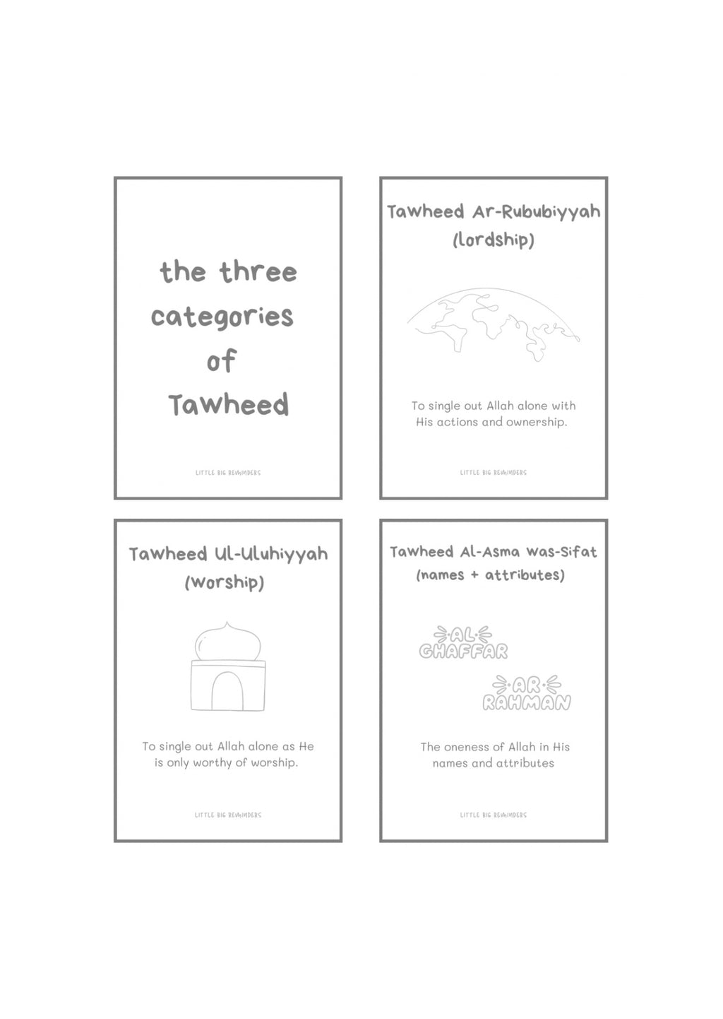 Three Categories Of Tawheed Colouring Booklet For Toddlers