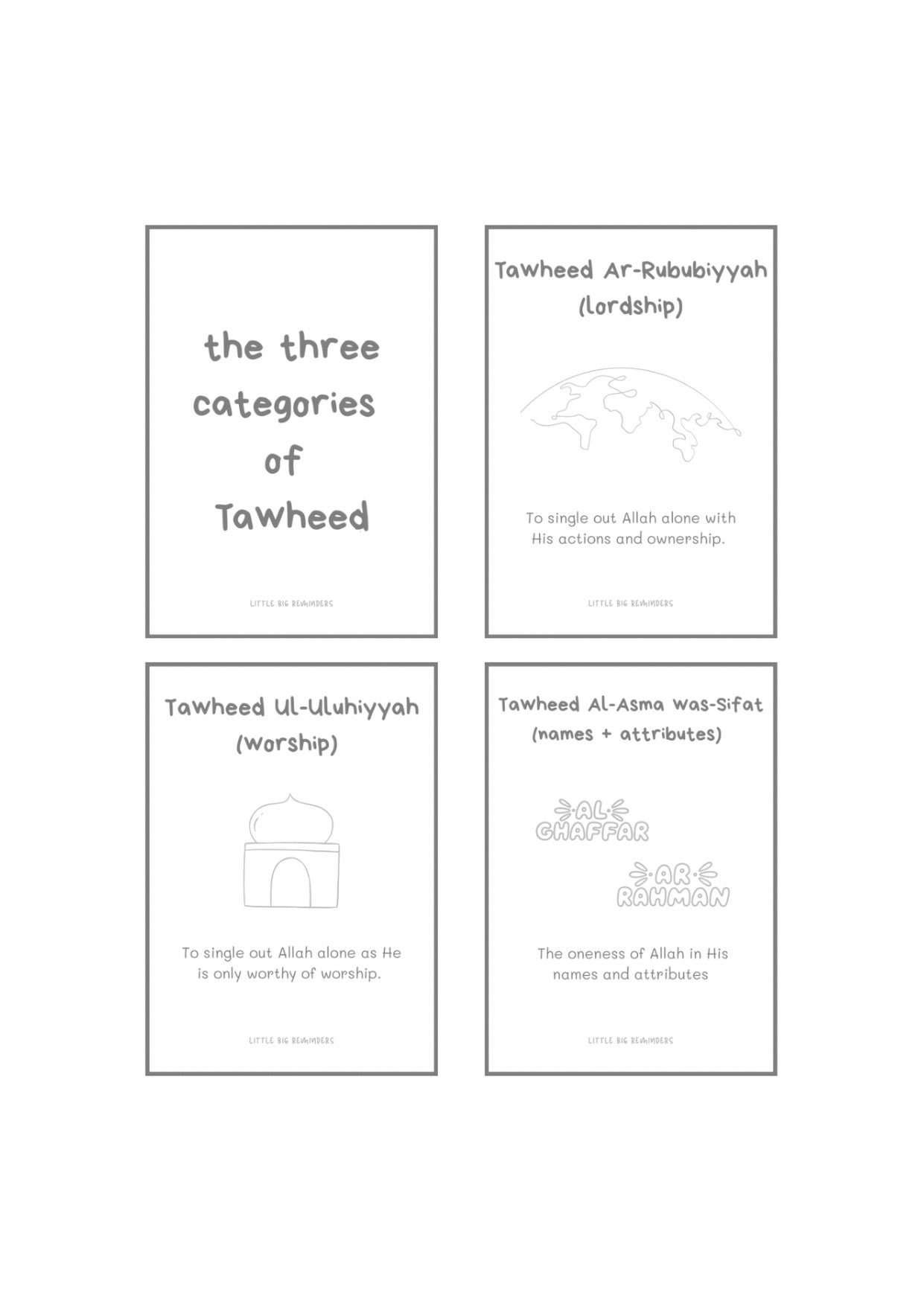 Three Categories Of Tawheed Colouring Booklet For Toddlers